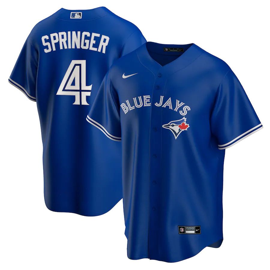 Mens Toronto Blue Jays 4 George Springer Nike Royal Alternate Replica Player MLB Jerseys